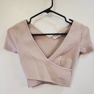 Aritzia Babaton Blush Pink Stretch Wrap Top